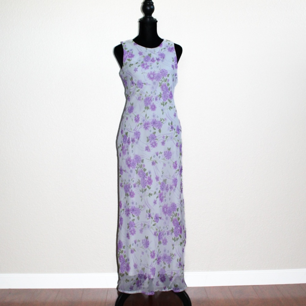 My Michelle Purple and White Floral Maxi Dress - Vintage 90’s dress